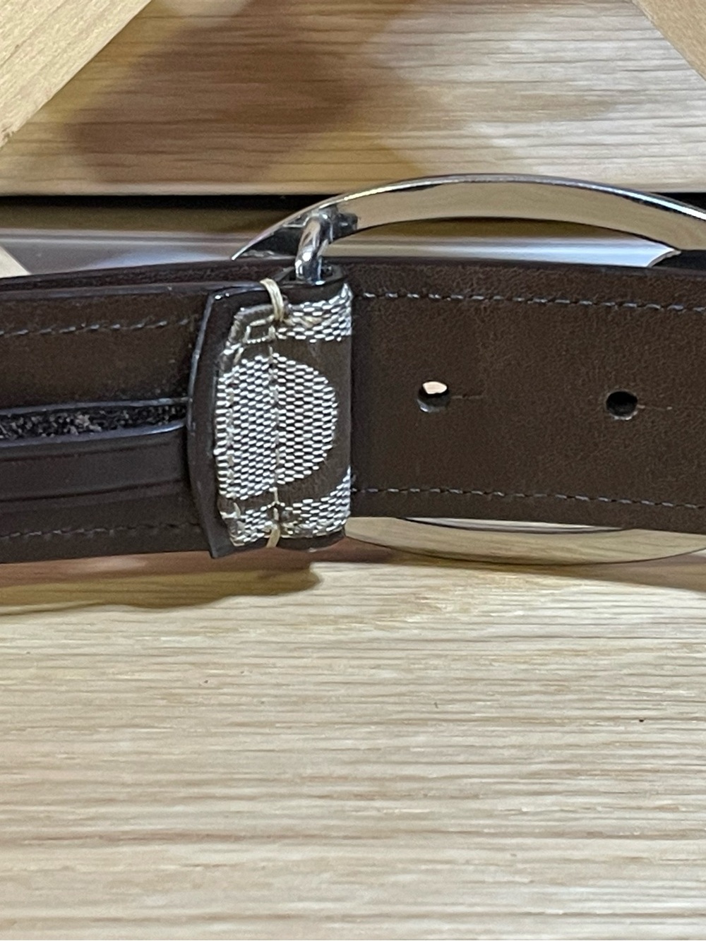 Authentic Coach Y2K Jacquard Canvas monogram logo Belt with Script Oval Buckle - Picture 3 of 11